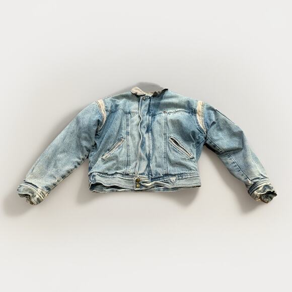 Vintage 80s Georges Marciano Guess Mens Blue Denim Jacket S Made In USA *Flaws*